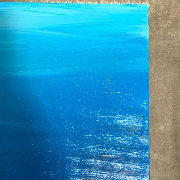 “Blues II” Original art on an 8” x 8” canvas board in various shades of blue - Picture 4 of 7